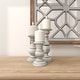 preview thumbnail 24 of 33, Mango Wood Turned Style Pillar Candle Holder (Set of 3) - White, Brown, Gold, Black, Light Blue, Cream, Silver