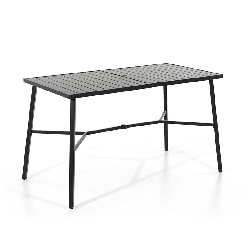 MAISON ARTS Patio Bar Table Metal Bar Height Table Rectangular Dining Table