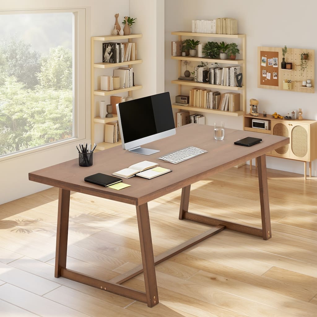 EROMMY Modern Dining Set - 72" Solid Wood Table & 4 Upholstered Chairs