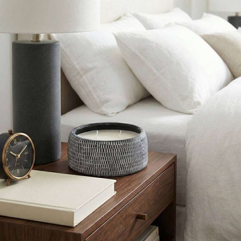 Decorative Textured Ceramic Neroli and Basil Scented Candle