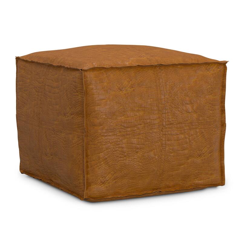 WYNDENHALL Wendal Boho Square Pouf in Faux Leather