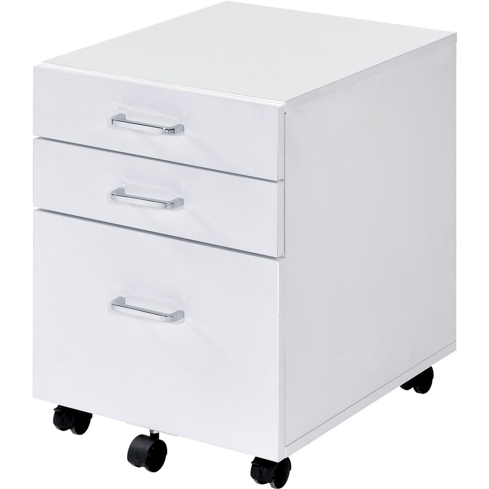 Overstock ACME Tennos Cabinet in White and Chrome Finish (White)