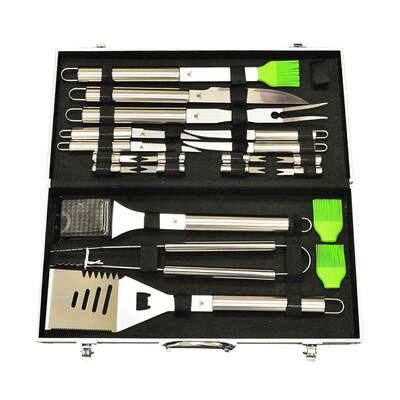 G & F Products 20-Piece Stainless-Steel BBQ Tool Kit - 19'' x 10"