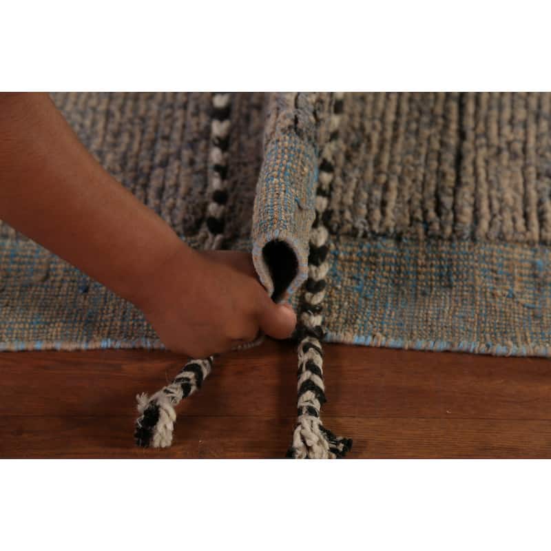 Earth Tone Moroccan Oriental Area Rug Hand-Knotted Brown Wool Carpet - 7'9"x 12'0"