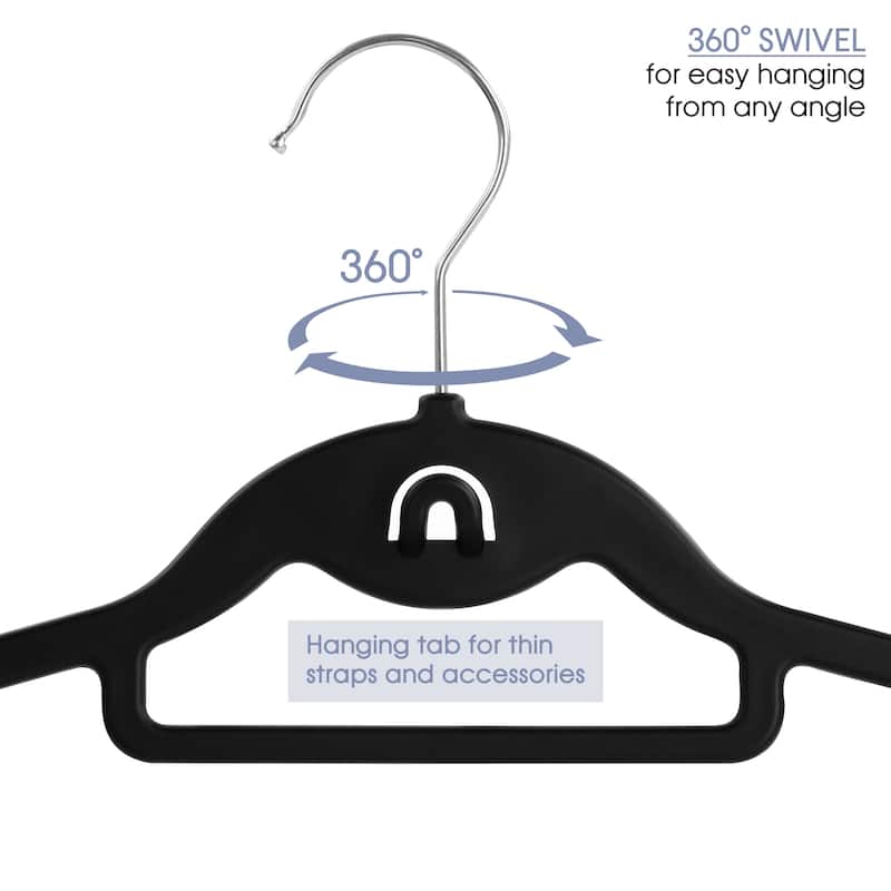 30 Piece Nonslip Rubber Hanger with Ridges and Hanging Tab in Black