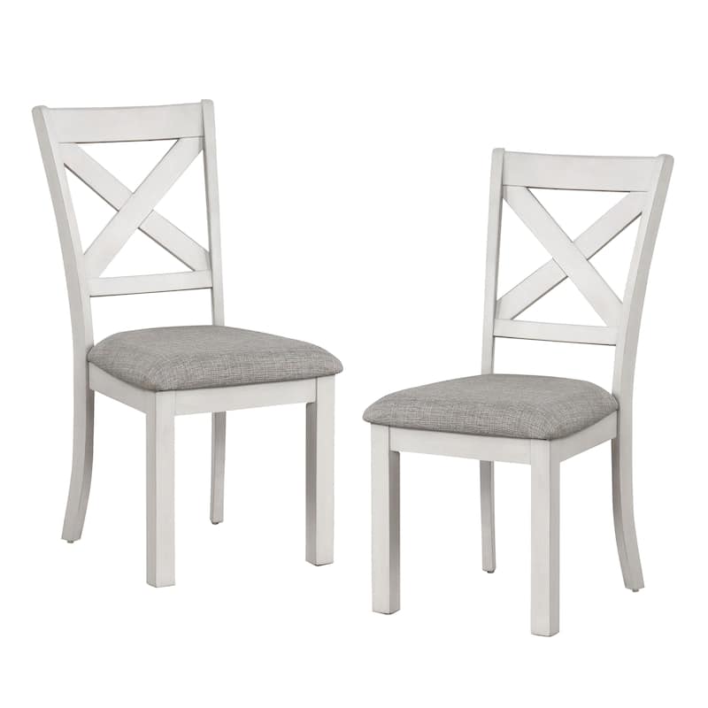Furniture of America Hesnly Farmhouse Rustic White Oak Wood X-Back Side Chair (Set of 2)