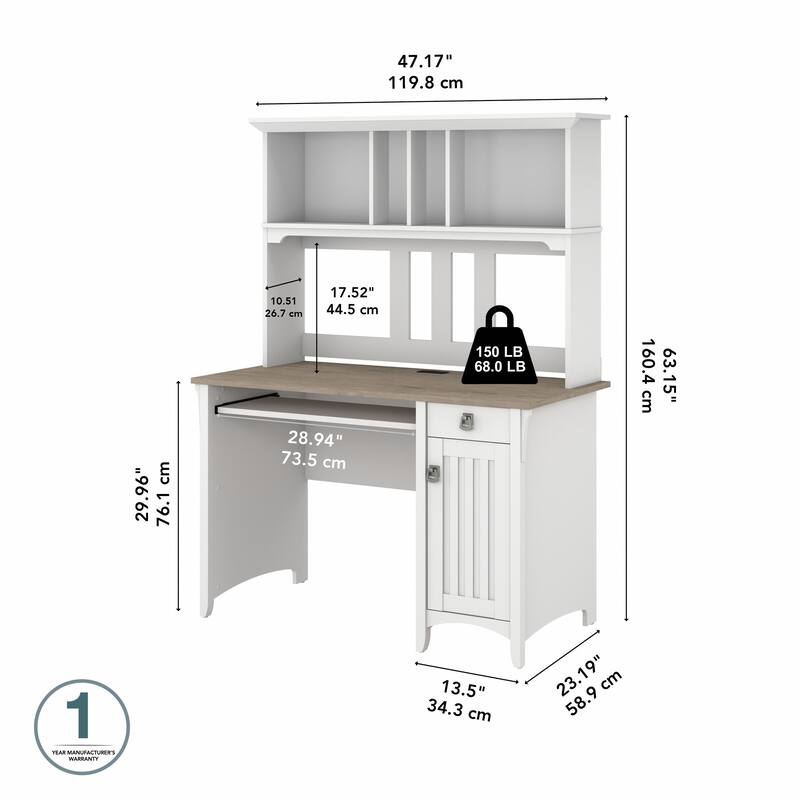 Bush Furniture Salinas Small Computer Desk with Storage Hutch