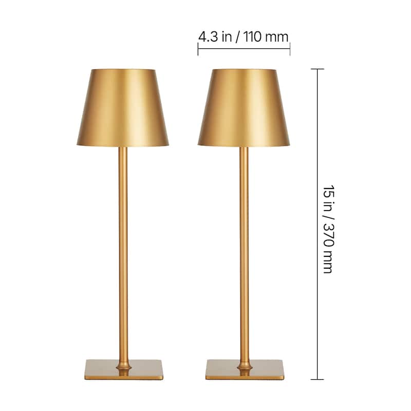 Cordless Table Lamp 2-Pack 5200mAh Built-in Rechargeable Battery Desk Lamp Gold