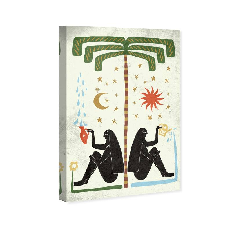 Wynwood Studio Canvas People and Portraits Rain Giving Receiving Green and Modern & Contemporary Wall Art Canvas Print