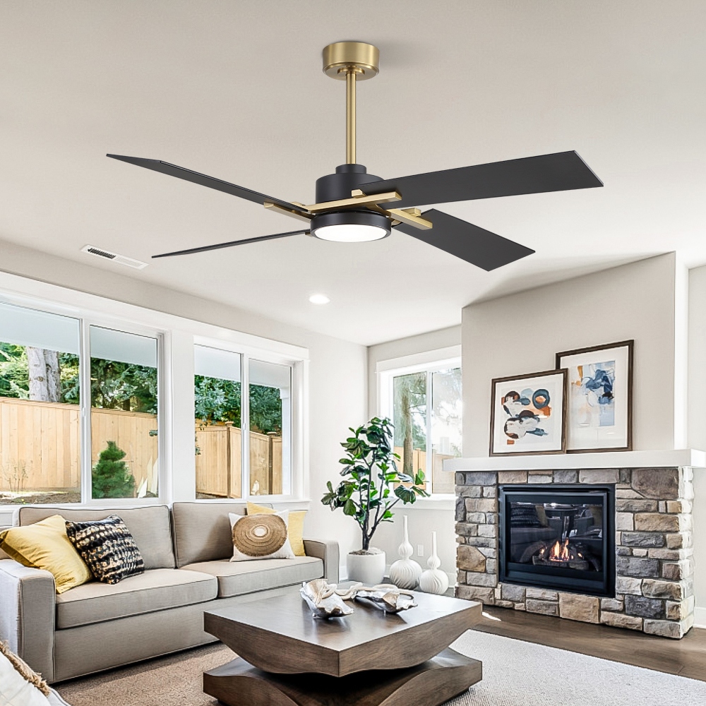 MLiAN 56 In./ 72 In. 4 Plywood Blades Indoor LED Light Ceiling Fan with Remote...