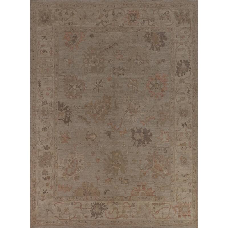 Earth Tone Oushak Vegetable Dye Area Rug Hand-Knotted Wool Carpet - 8'4"x 10'0"