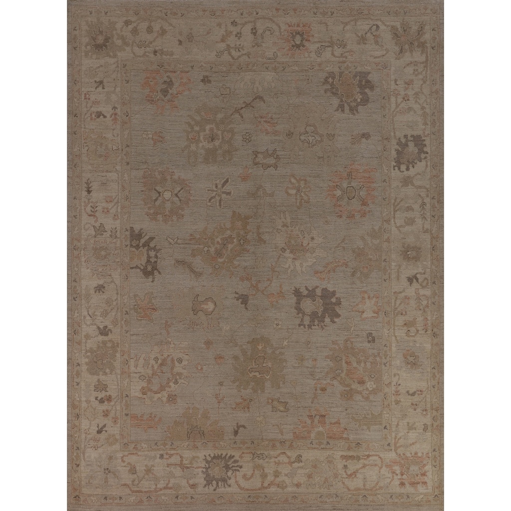 Earth Tone Oushak Vegetable Dye Area Rug Hand-Knotted Wool Carpet - 8'4"x 10'0"