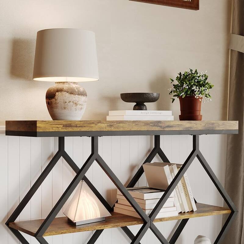 3-Tier Console Table, Entryway Table with Storage Shelf