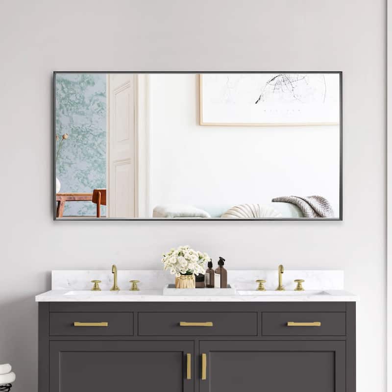 Modern Classic Black Metal Framed Full Length Mirror
