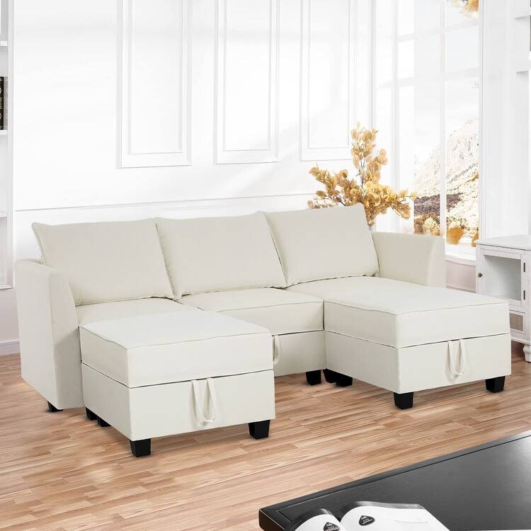 Modern DIY Collection - Convertible Modular Sectional Sofa - Linen Sofa Couch for Living Room Apartment Office - U Shape Sofa