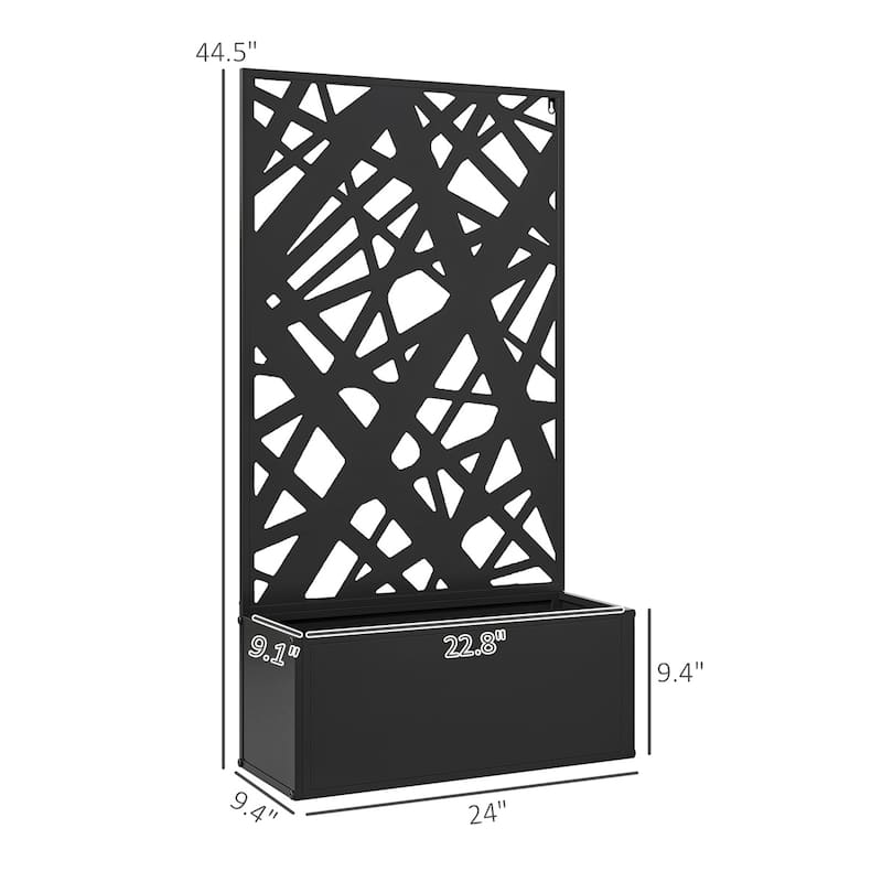 24" Black Metal Wall-Mountable Raised Garden Bed with Drainage Slots for Healthy Plants - 24" L x 9.1" W x 44.5" H