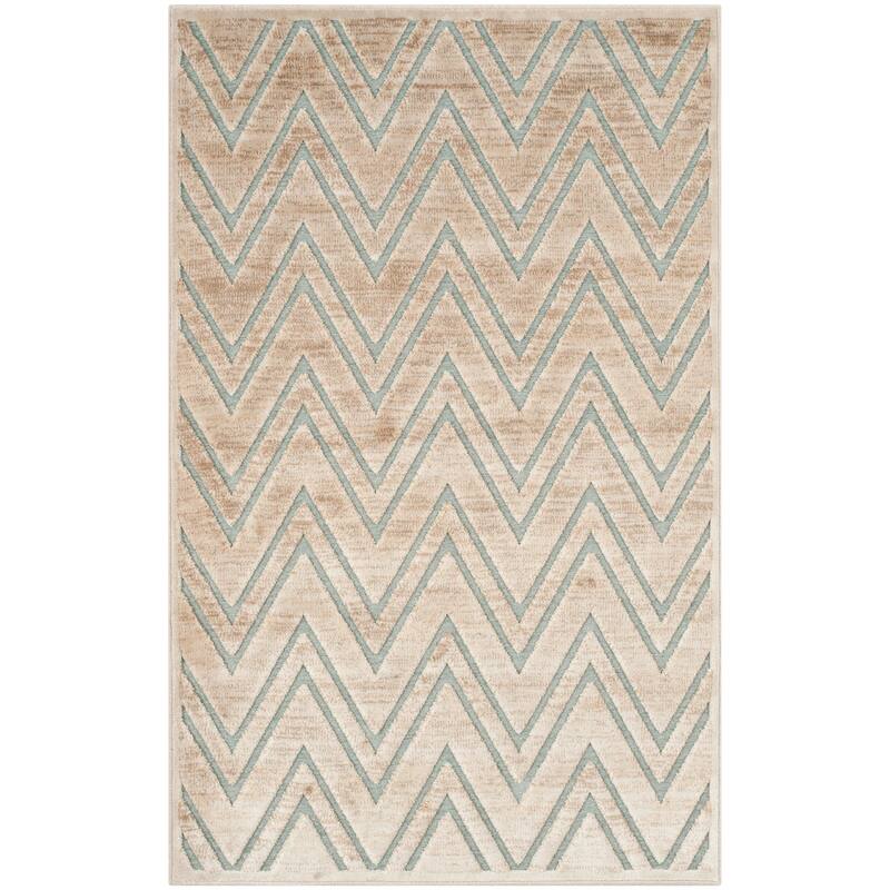 SAFAVIEH Paradise Trees Modern Viscose Rug - 2'7" x 4' - Stone/Aqua - Rectangle
