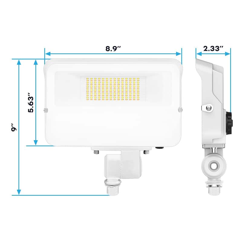 Luxrite 15/30/50W LED Flood Lights Outdoor Dusk to Dawn Sensor, 6500LM Security Light, 3CCT, Knuckle Mount White 2 Pack