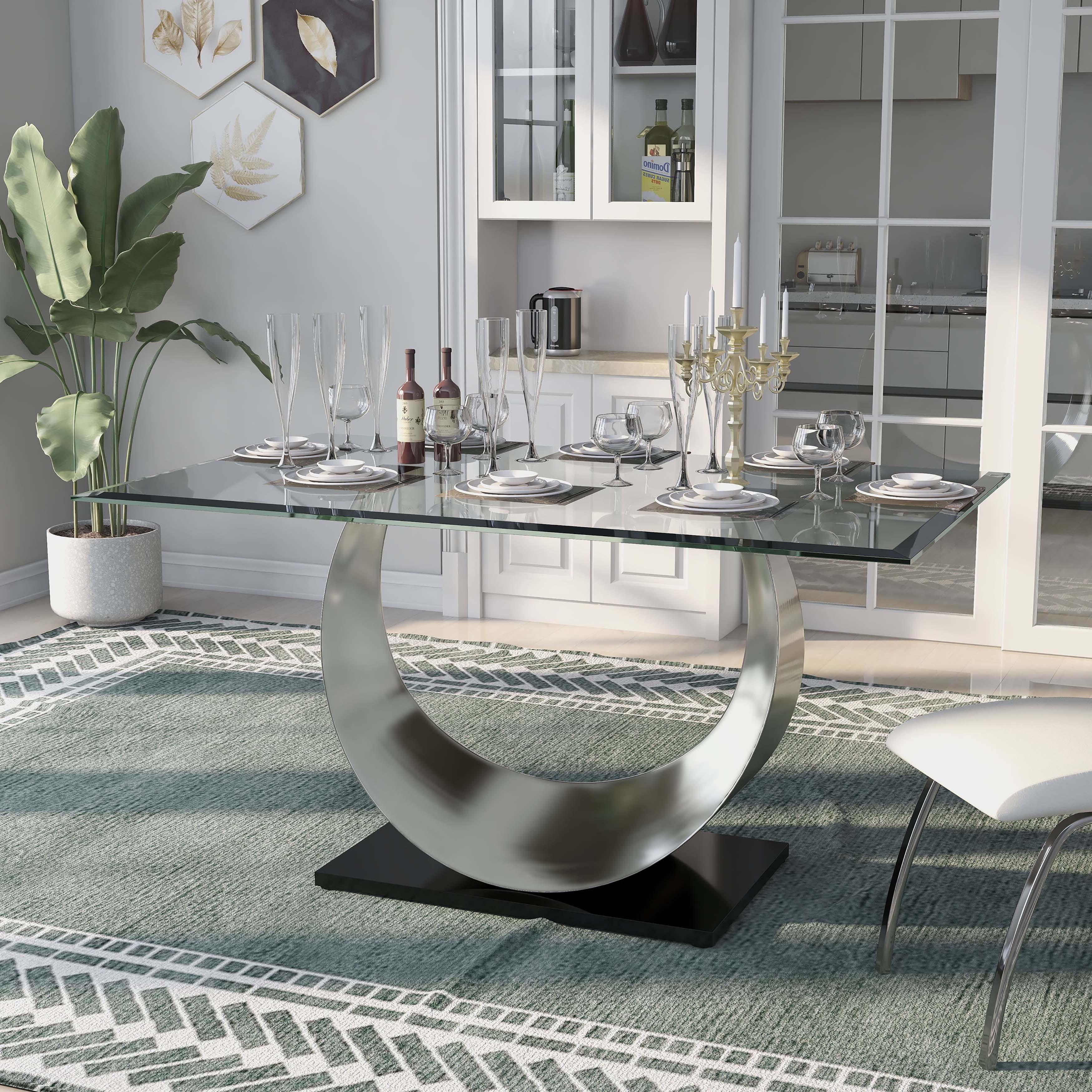 Peake black marble and shop chrome dining table