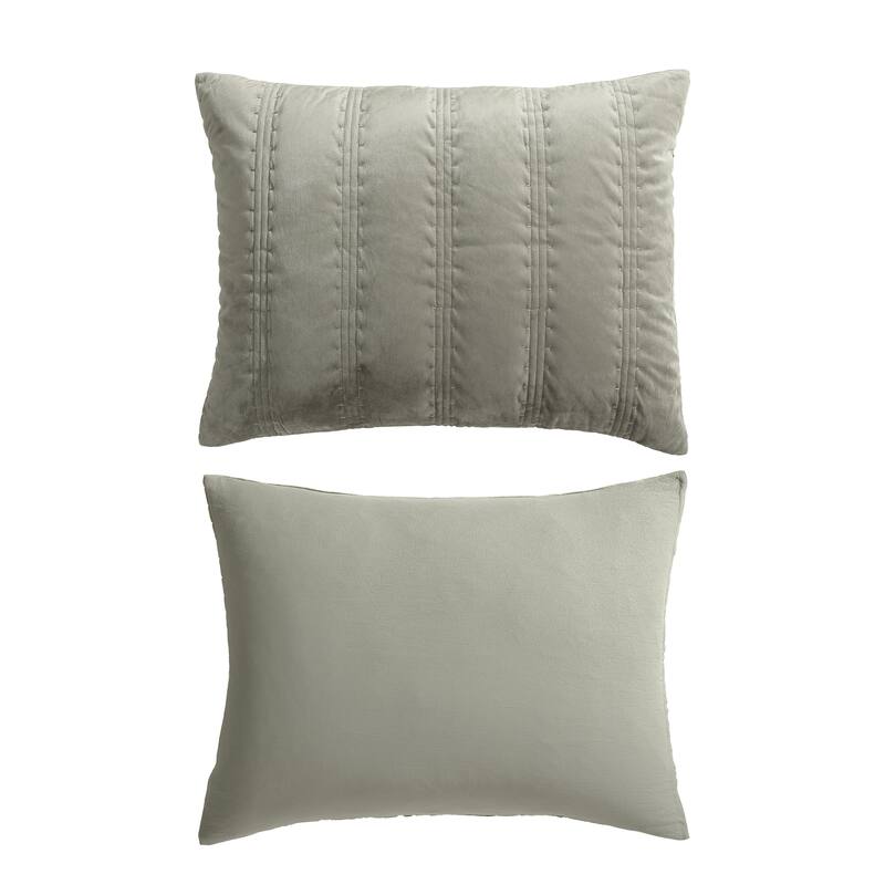 Vera Wang Velvet Linear Stitch Solid Quilt Set