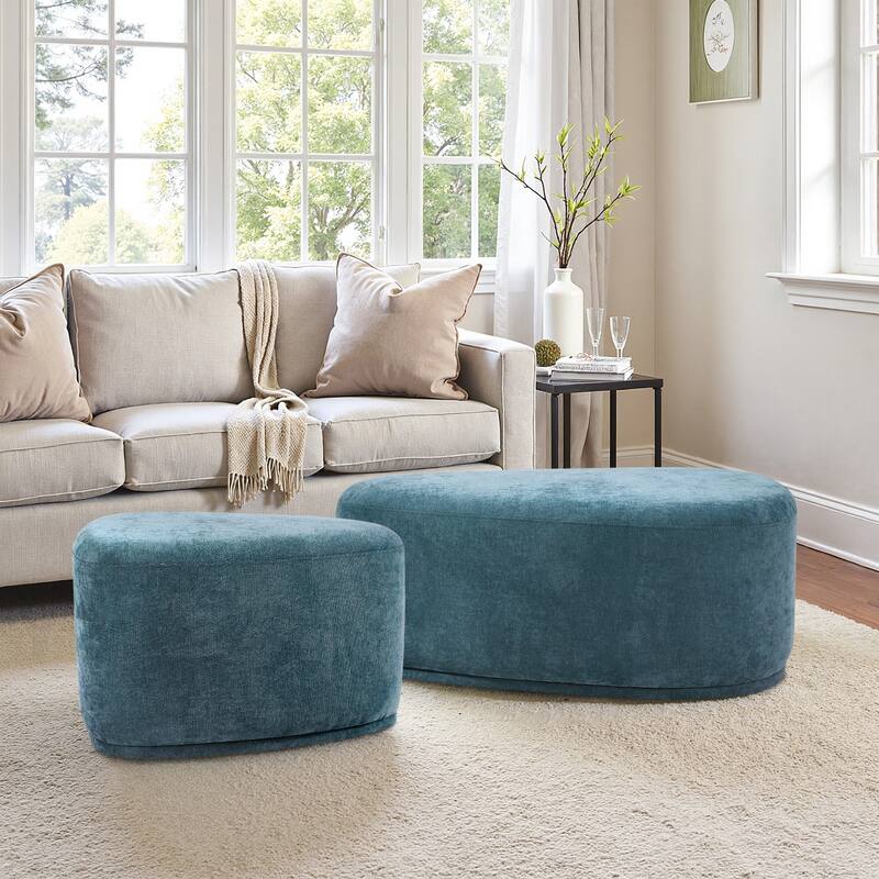 Leon 26"/43" W Chenille Triangle Cocktail Ottoman Set