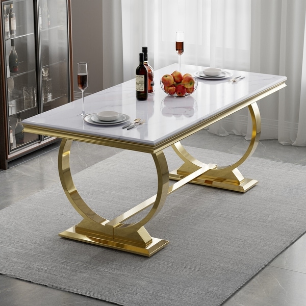 Luxury Dining Table with Polished Metal Circle Base 72 Inch On Sale Bed Bath Beyond 39885808