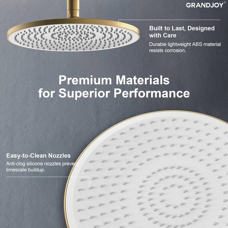 GRANDJOY 10" Round Rainfall Shower System Handheld Showerhead with Adjustable Bar