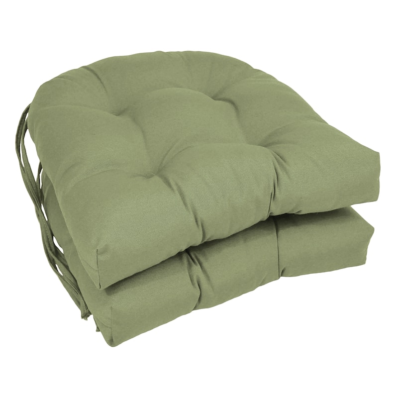 16-inch U-Shaped Indoor Twill Chair Cushions (Set of 2, 4, or 6) - 16" x 16" - Set of 2 - Sage