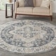 preview thumbnail 42 of 104, Nourison Astra Machine Washable Distressed Medallion Area Rug 4' x Round - Gray/Blue