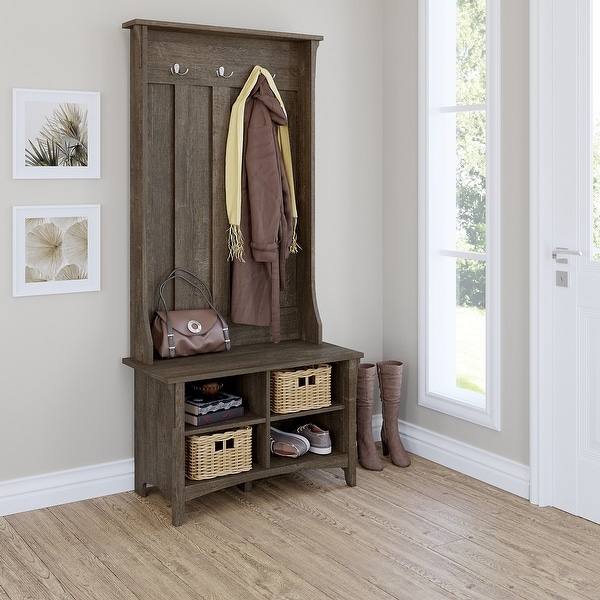 hall tree with shoe storage and bench