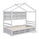 preview thumbnail 50 of 57, Wooden House-shaped Twin House Bed with Bedside Built-in Storage Shelves,Under Bed Storage,Kids and Baby
