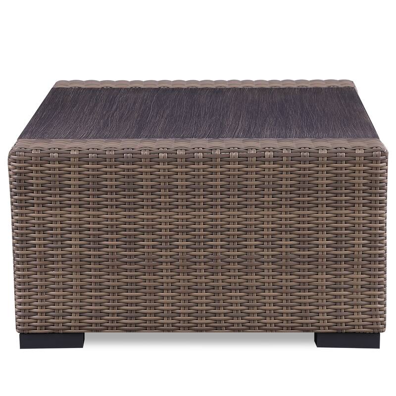 4-Piece Manhattan Rustic Wicker Seating Set with Tempered Glass