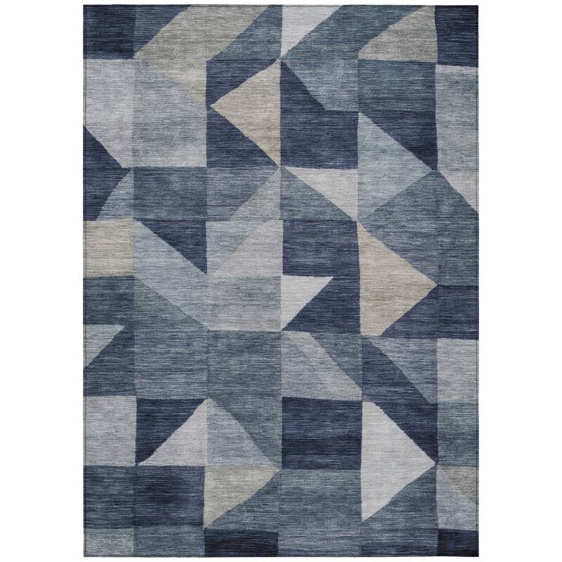 Machine Washable Indoor/ Outdoor Geo Rubi Chantille Rug