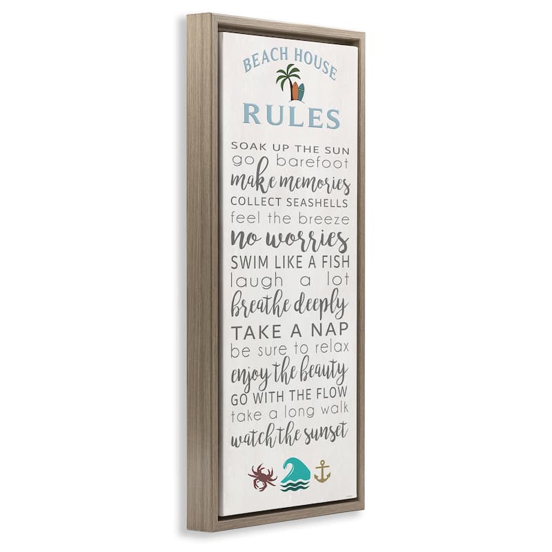 Stupell Fun Activities Beach House Rules Framed Floater Canvas Wall Art Design By Seven Trees Design