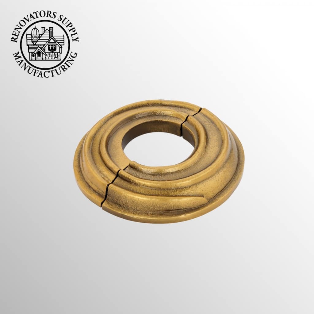 Gold Finish Aluminum Radiator Flange Spiral Style 1" (IPS) 1.38" ID 3.13" OD Plate Pipe Collar Cover Renovators Supply
