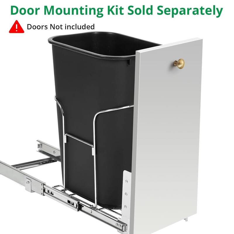 35-Quart Under-Cabinet Pull-Out Trash and Recycling Bin，Black（Contains single trash can）