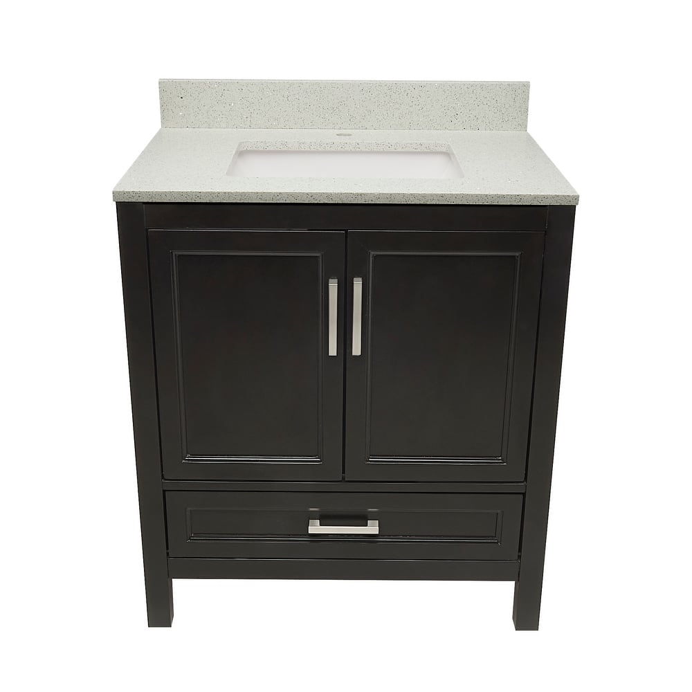 Nevado 37" Bathroom Vanity in Espresso with Quartz Stone Vanity Top Sink w/ Backsplash in Galaxy White Single Hole
