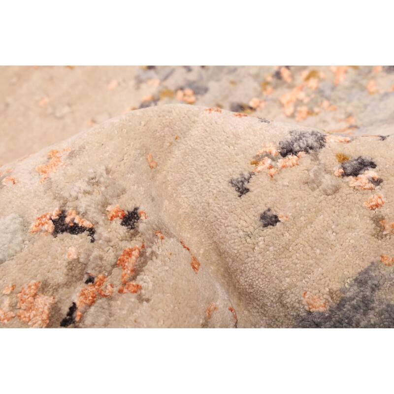 ECARPETGALLERY Hand-knotted Legacy Beige, Dark Grey Silk, Wool Rug - 2'7 x 10'2