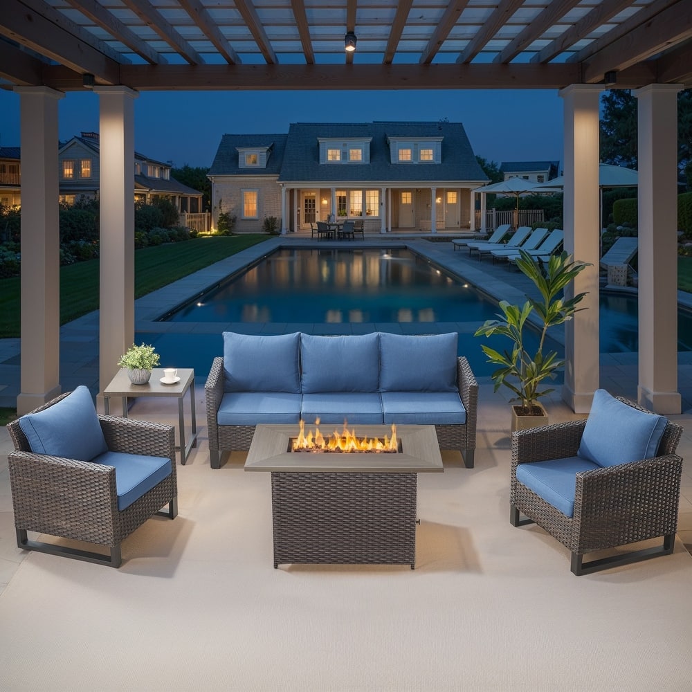 Outdoor Sofa Patio Chairs with Fire Table