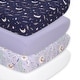 preview thumbnail 1 of 3, The Peanutshell Blue Lunar Love Microfiber 4 Pack Crib Sheet Set