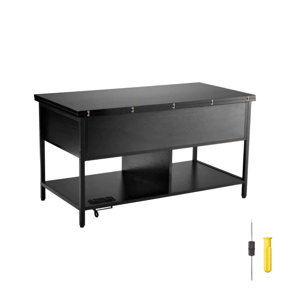Modern Coffee Table with Storage Drawers, USB Ports & LED Lights - 39.37 x 19.69 x 21.73 in