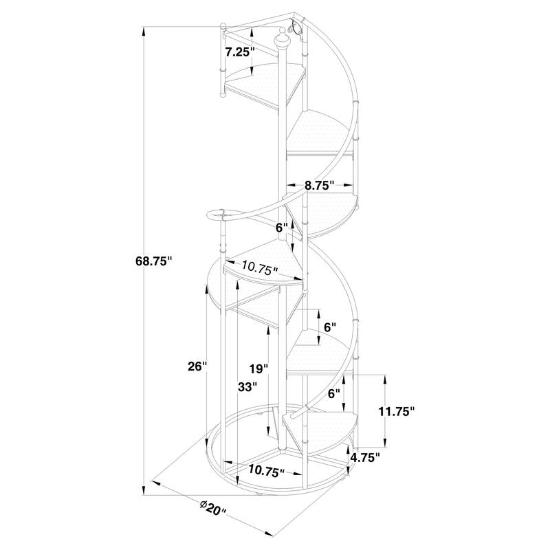 69-inch 8-shelf Staircase Bookshelf