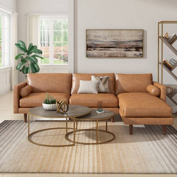 Oana Mid Century Faux Leather Sectional Sofa By Inspire Q Modern Overstock 31148838