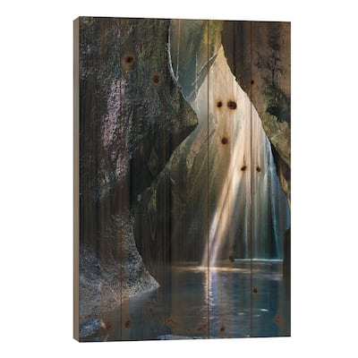 Mystic Waterfall, Bali Print On Wood by Matteo Colombo - Multi-Color