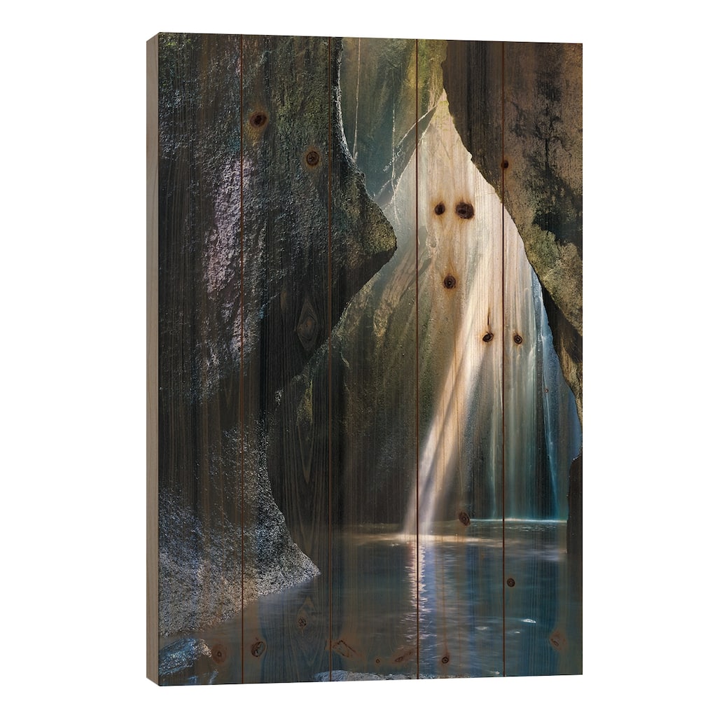 Mystic Waterfall, Bali Print On Wood by Matteo Colombo - Multi-Color