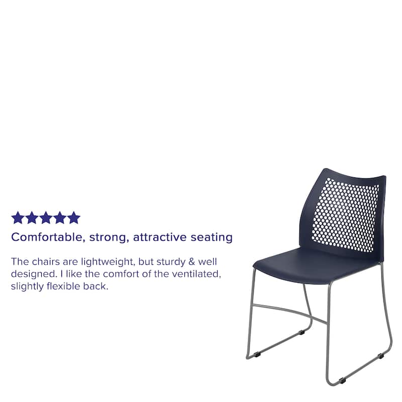 661 lb. Capacity Stack Chair with Air-Vent Back and Powder Coated Sled Base