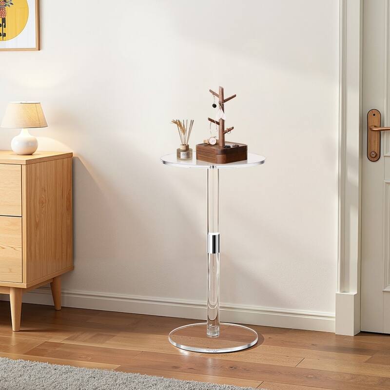 Clear Transparent Acrylic Side Table 10x10x21.3in with Sturdy Legs and 11lbs Load Capacity - 10 x 10 x 21.3 in