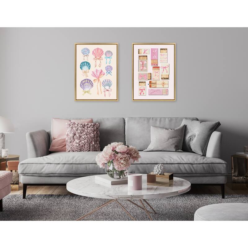 Sylvie Seashell Bows Framed Canvas by Honey Island Studio