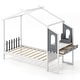 preview thumbnail 4 of 9, Twin/Full Bed Frame with House Roof Canopy and Fence for Kids