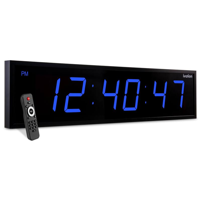 Ivation Large Digital Clock, Led Wall Clock with Stopwatch, Alarms, Timer & Remote, White